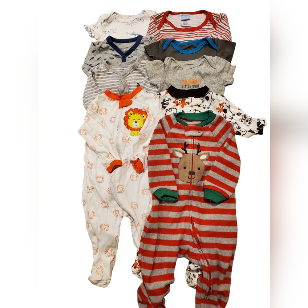 Set of 9 6-9 months baby onesies
